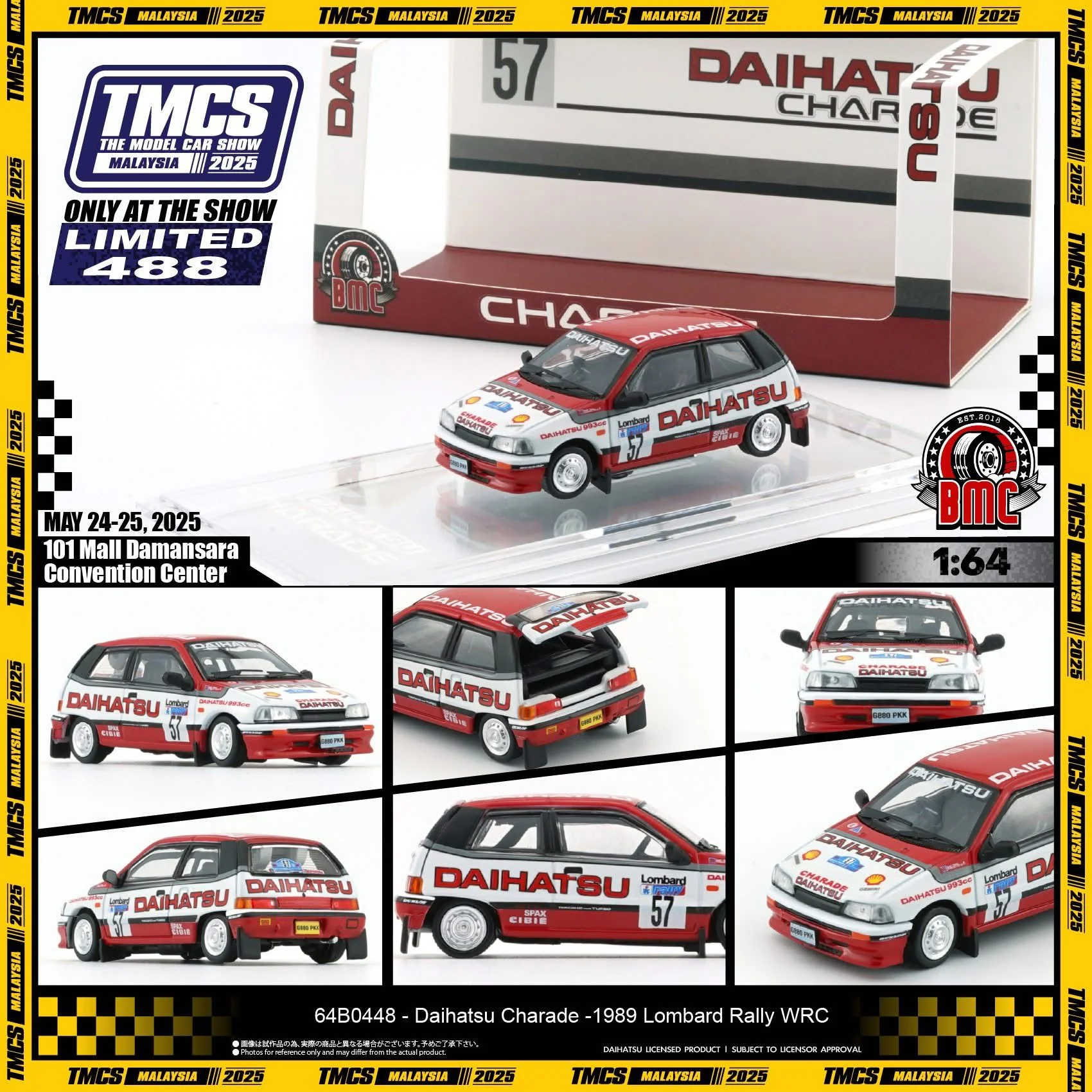 BM Creations 1/64 Daihatsu Charade 1991 Winner of Rallye Monte Carlo 1988 (Class 3) (TMCS Malaysia 2025 event model) 64B0448