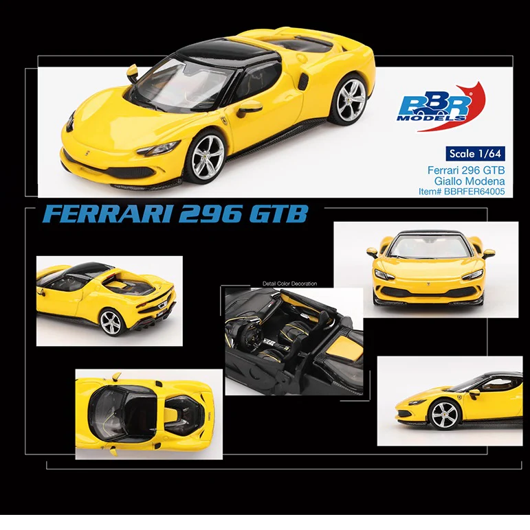 PREORDER BBR 1/64 Ferrari 296 GTB Giallo Modena – Yellow – Limited Edition BBRFER64005 (Approx. Release Date : Q4 2025 subject to manufacturer's final decision)