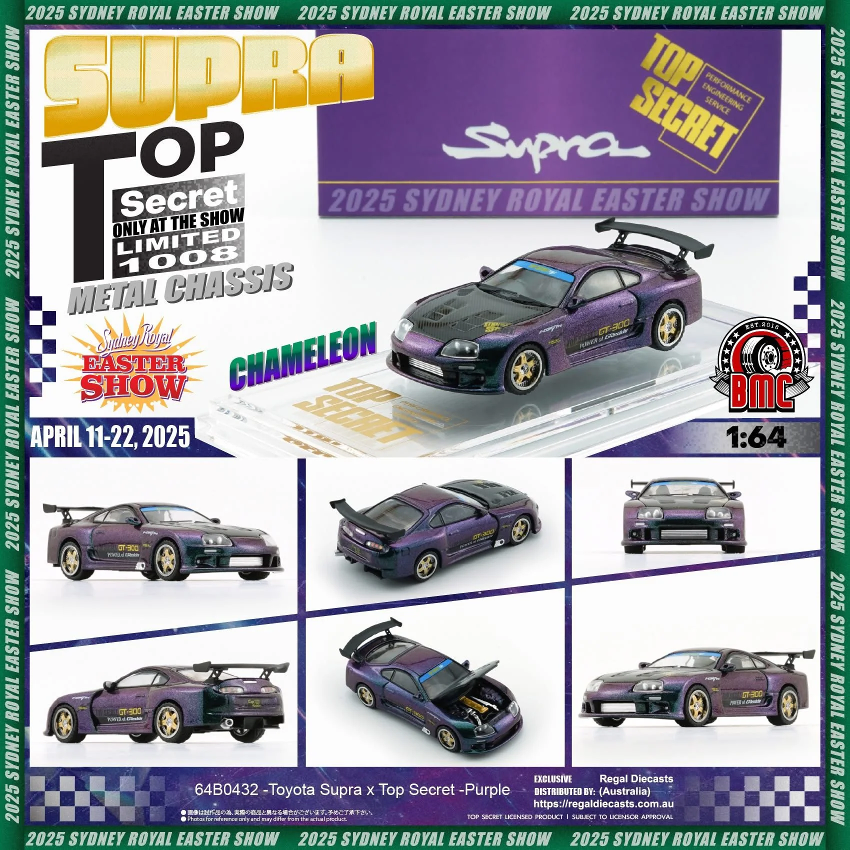 BM Creations 1/64 Toyota Supra x Top Secret - Australian Exclusive Chameleon Purple 64B0432