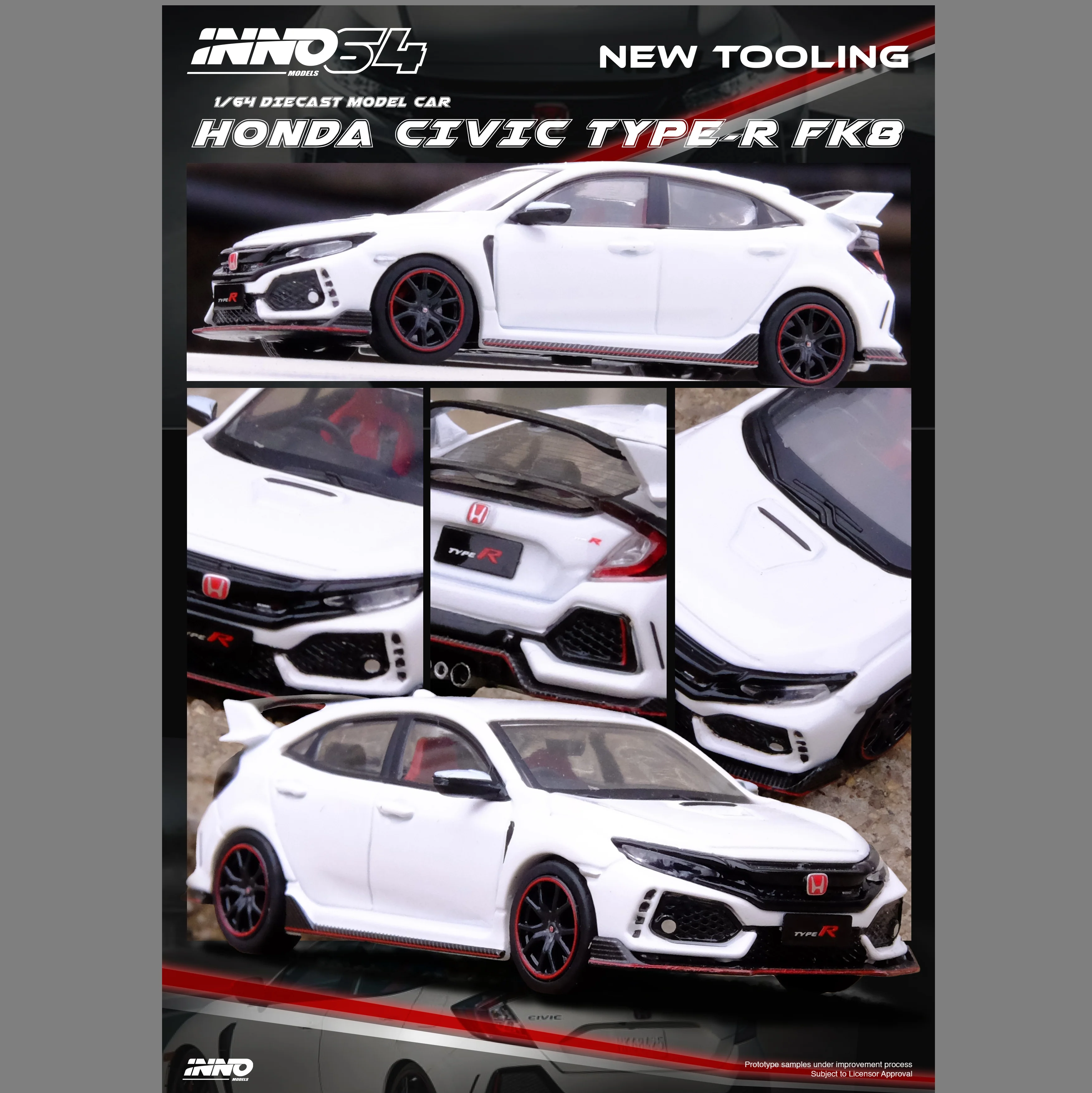 INNO64 1/64 HONDA CIVIC TYPR-R (FK8) White IN64-FK8-WHI