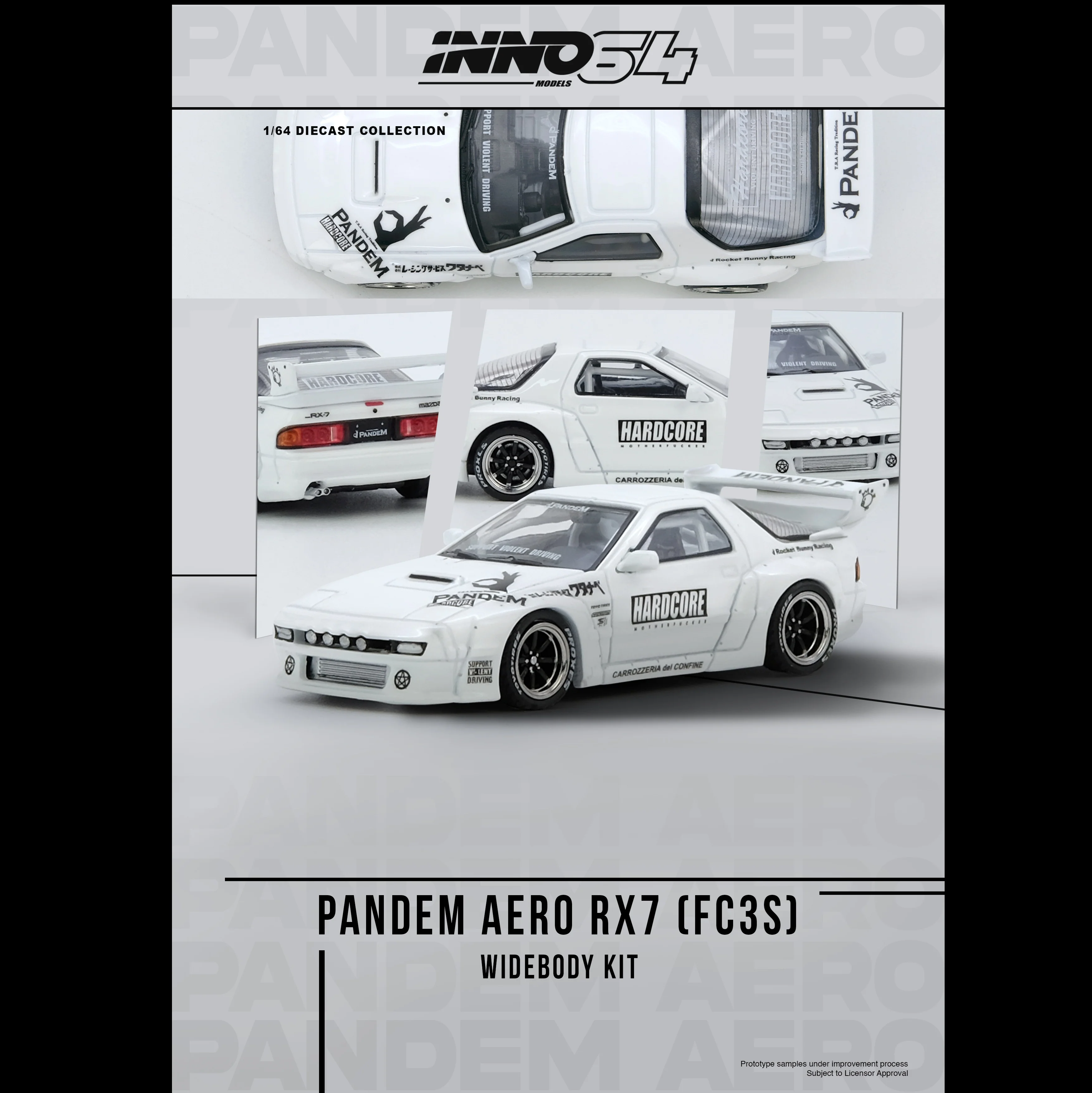 INNO64 1/64 MAZDA RX7 (FC3S) "PANDEM AERO" Widebody Kit IN64-RX7FCP-WHI1
