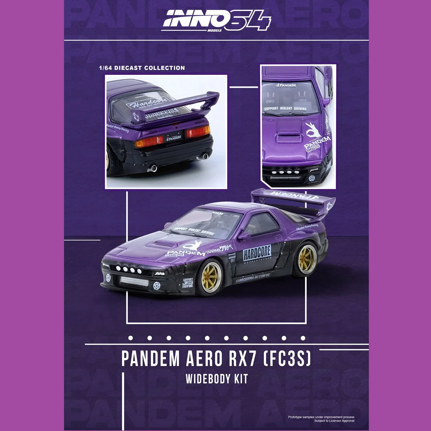INNO64 1/64 MAZDA RX7 (FC3S) "PANDEM ROCKET BUNNY" Purple IN64-RX7FCP-PB
