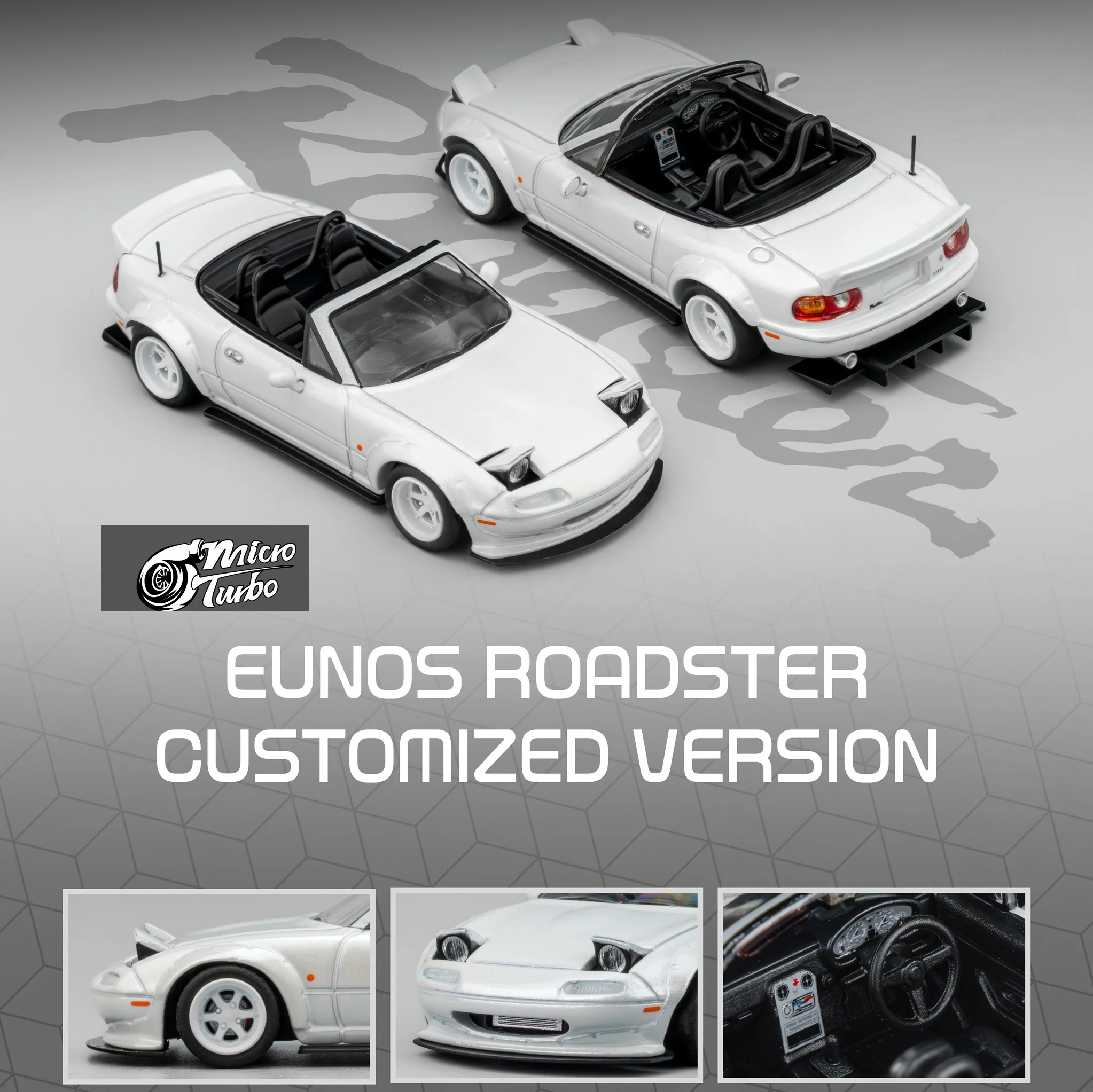 Micro Turbo 1/64 Custom MX5 Rocket Bunny - Metallic White MT6403C4