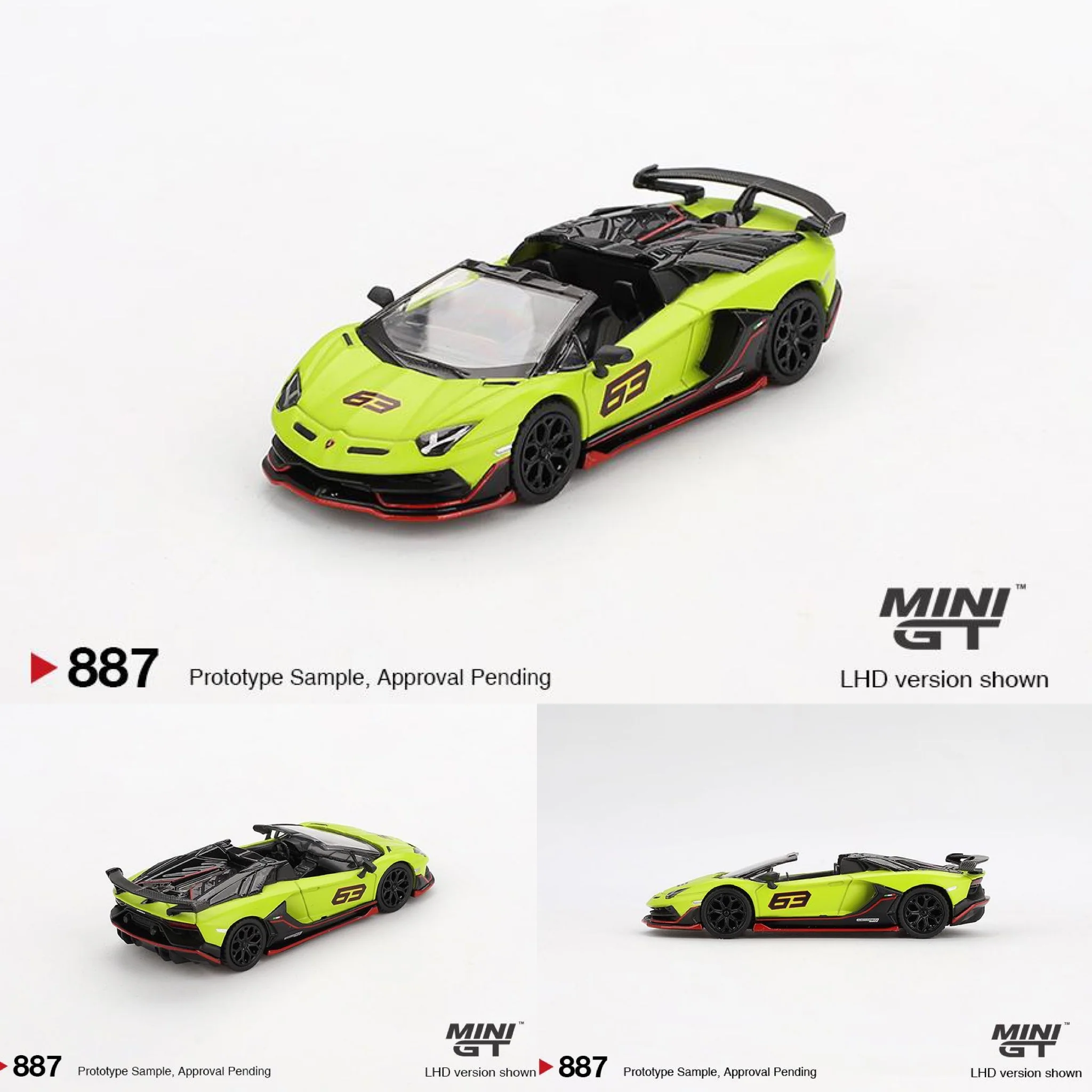 MINI GT 1/64 Lamborghini Aventador SVJ 63 Roadster Verde Shock MGT00887-BL