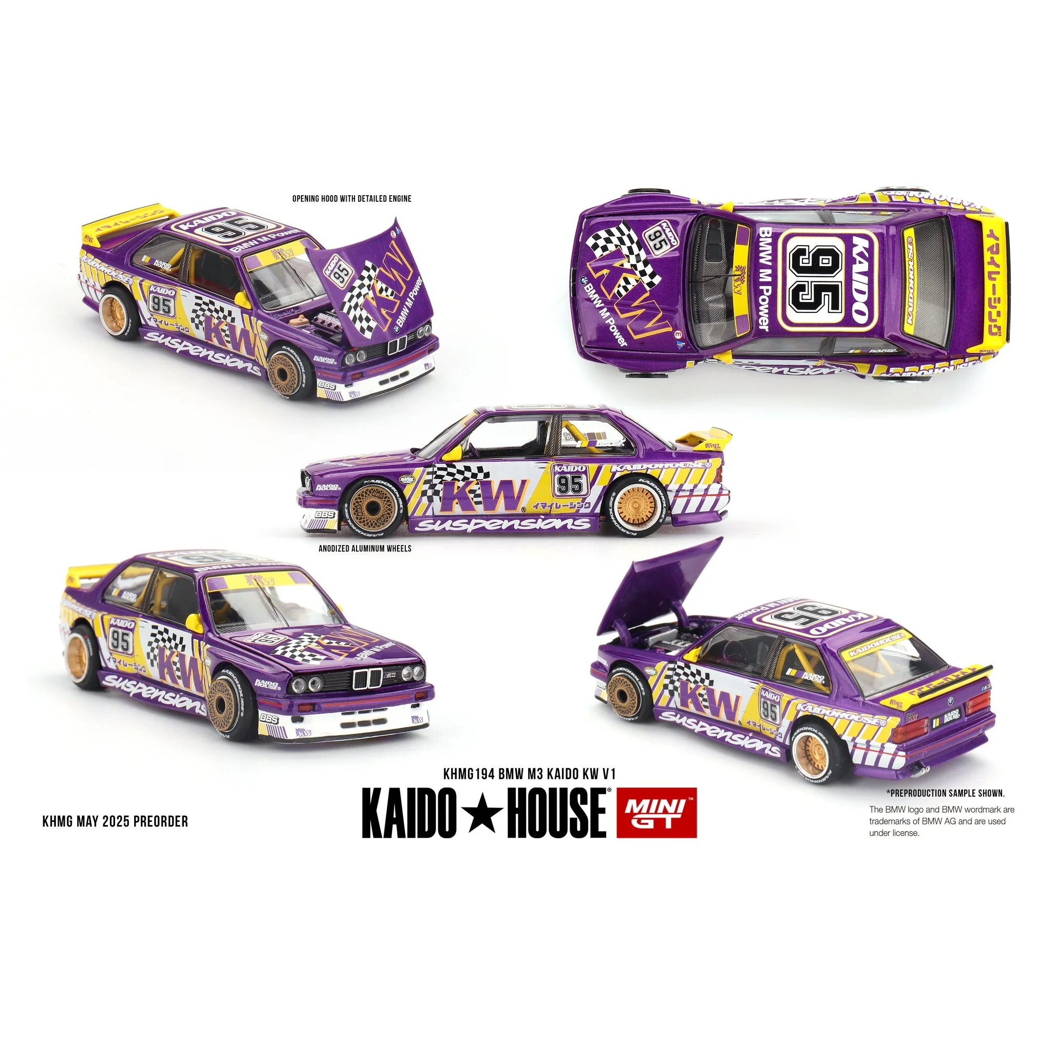 MINI GT x Kaido House 1/64 BMW M3 Kaido KW V1 – Purple KHMG194