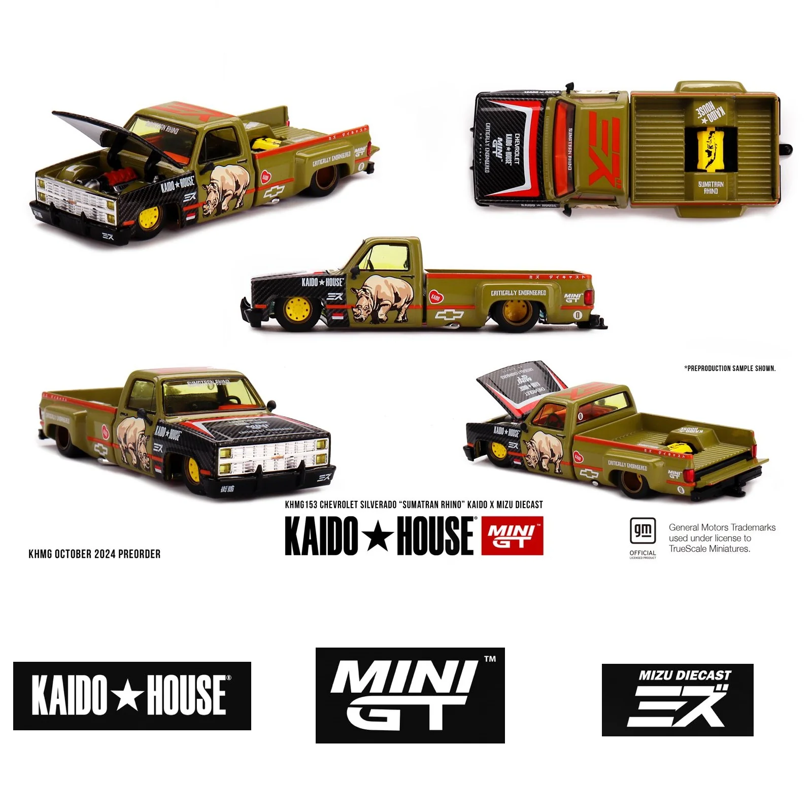 PREORDER MINI GT x Kaido House 1/64 Chevrolet Silverado “Sumatran Rhino” KAIDO x MIZU Diecast KHMG153 (Approx. Release Date : Q2 2025 subject to manufacturer's final decision)
