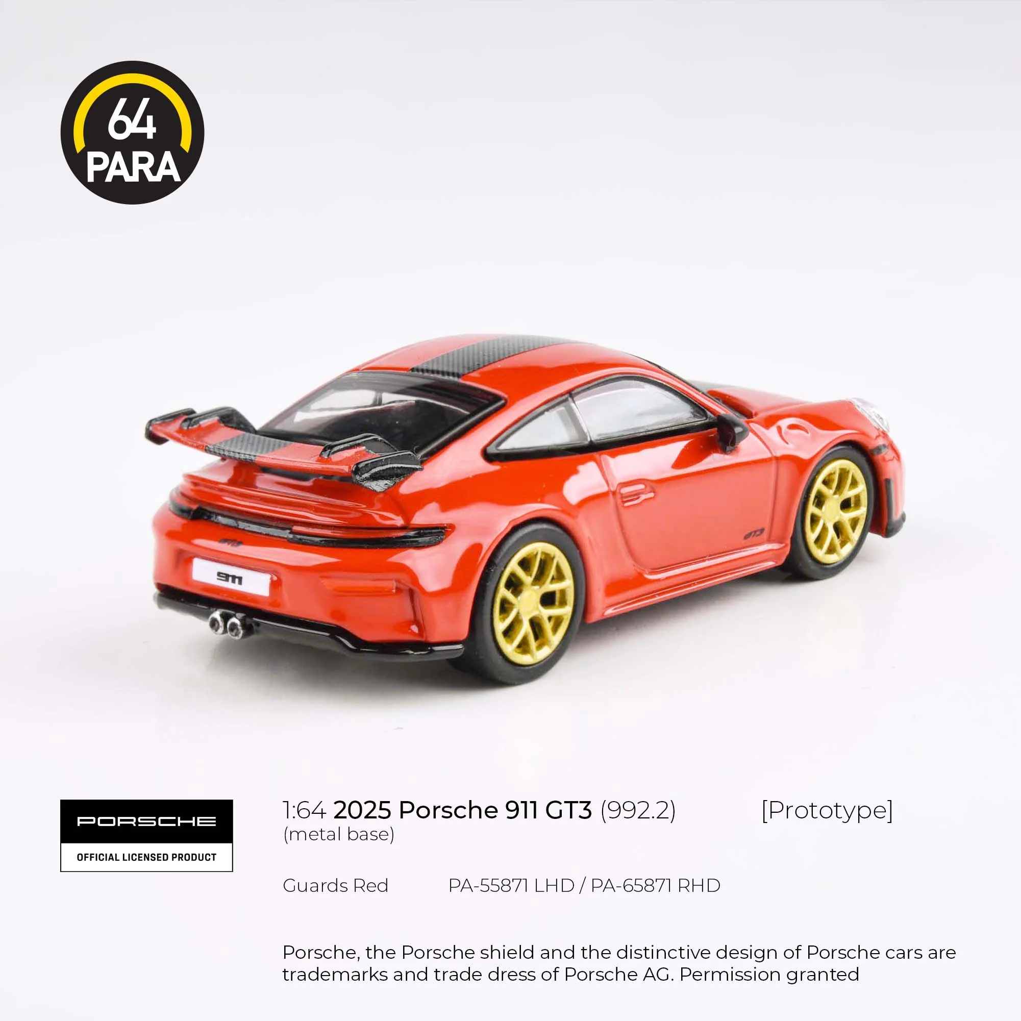 PARA64 1/64 2025 Porsche 911 GT3 (992.2) Guards Red LHD PA-55871 - Image 2