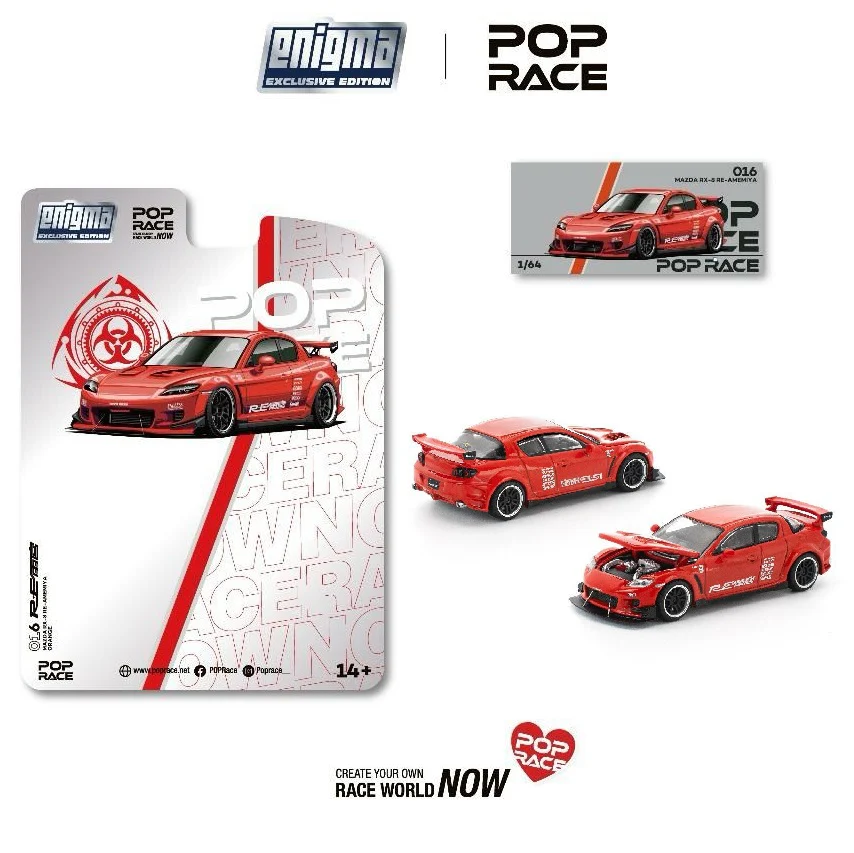 PREORDER POPRACE 1/64 MAZDA RX-8 RE-AMEMIYA RED (enigma exclusive edition) PRE016 (Approx. Release Date: Q4 2025 and subject to the manufacturer's final decision)