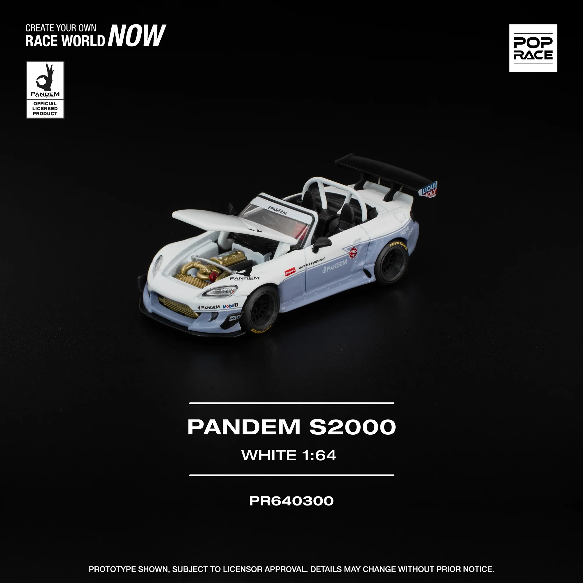 PREORDER POPRACE 1/64 PANDEM S2000 WHITE PR640300 (Approx. Release Date: Q4 2025 and subject to the manufacturer's final decision)