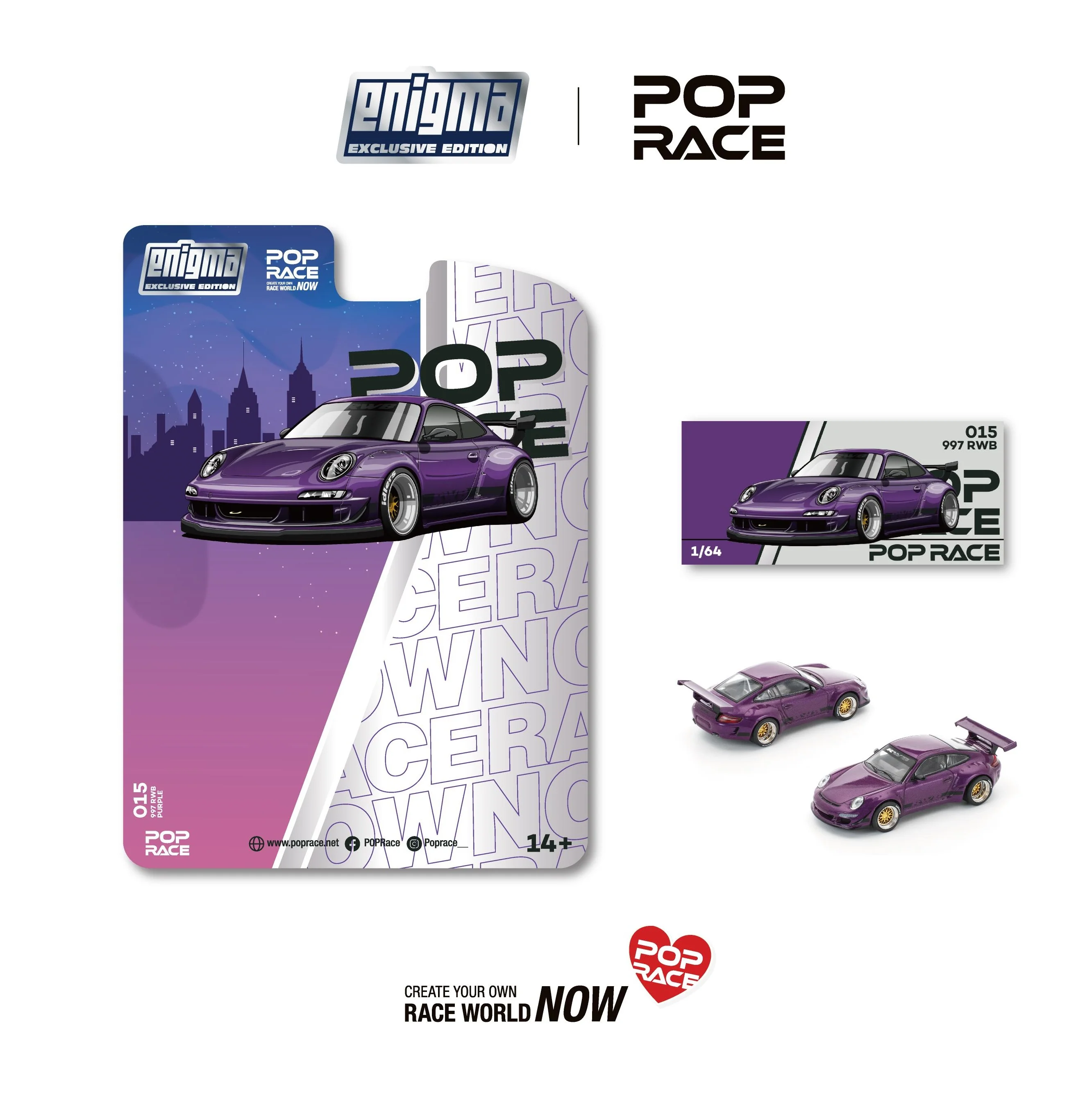 PREORDER POPRACE 1/64 RWB 997 Purple (enigma exclusive edition) PRE015 (Approx. Release Date: Q3 2025 and subject to the manufacturer's final decision)