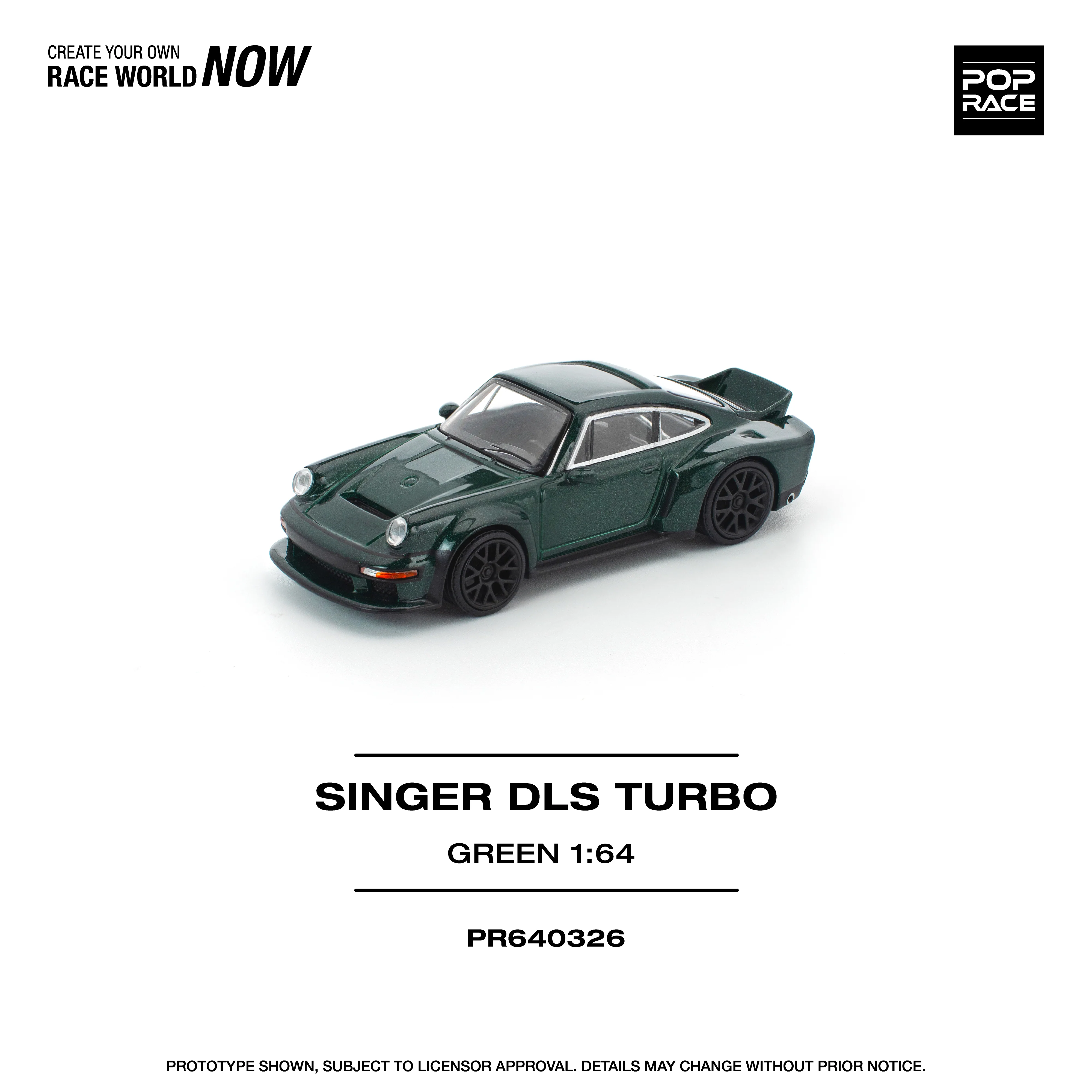 PREORDER POPRACE 1/64 SINGER DLS TURBO (ROAD) GREEN PR640326 (Approx. Release Date: Q4 2025 and subject to the manufacturer's final decision)