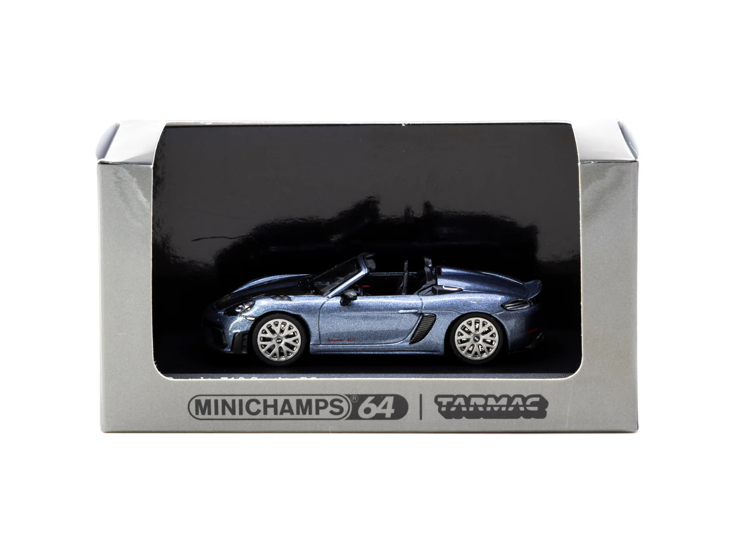 TARMAC WORKS COLLAB64 1/64 MINICHAMPS x Tarmac Works Porsche 718 Spyder RS Vanadium Grey Metallic T64MC-008-VG - Image 2