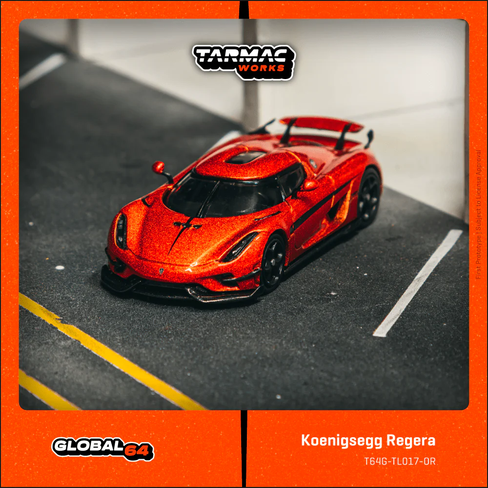 TARMAC WORKS GLOBAL64 1/64 Koenigsegg Regera Orange Metallic / Black Stripes T64G-TL017-OR