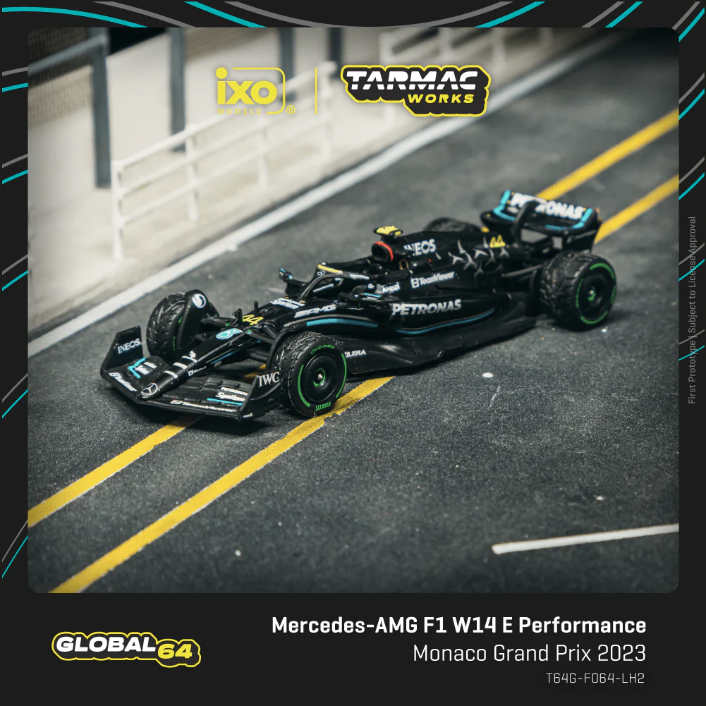 PREORDER TARMAC WORKS GLOBAL64 1/64 Mercedes-AMG F1 W14 E Performance Monaco Grand Prix 2023 Lewis Hamilton T64G-F064-LH2 (Approx. Release Date : DEC 2025 subject to manufacturer's final decision)