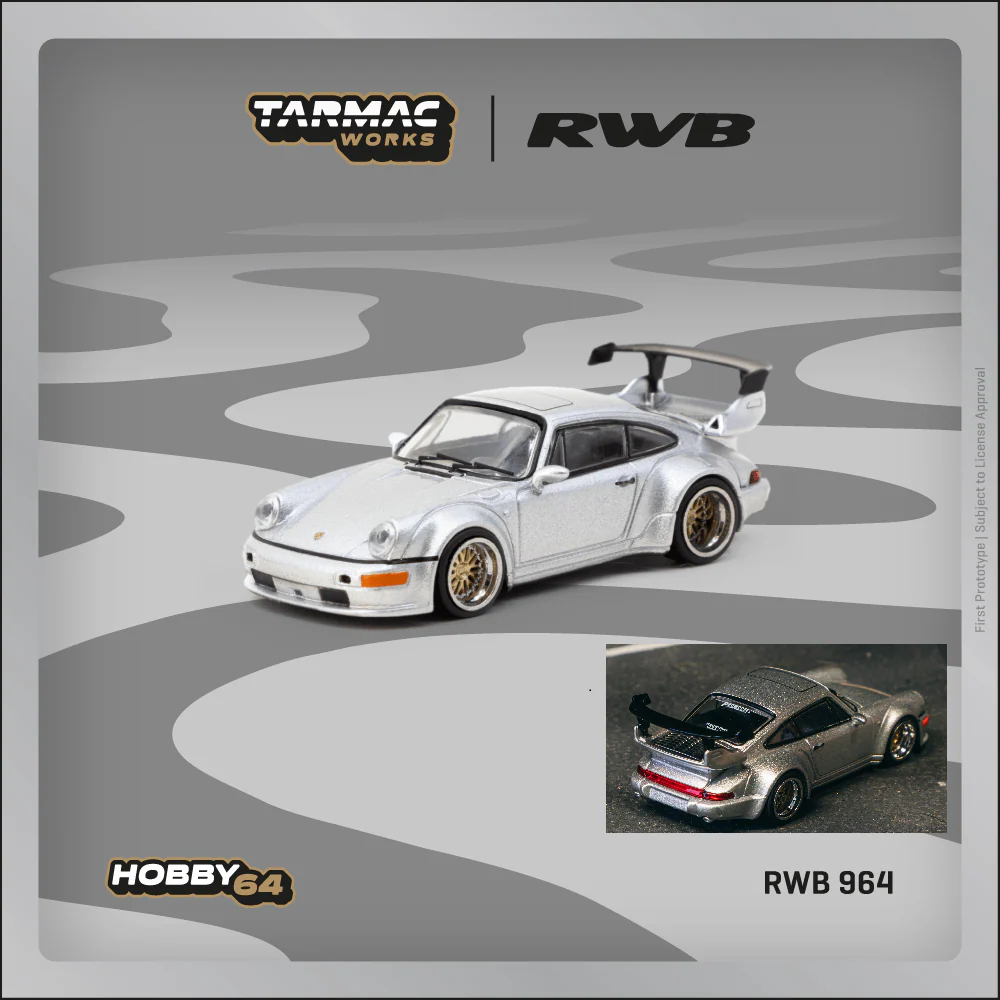 TARMAC WORKS HOBBY64 1/64 RWB 964 Silver T64-037-SL