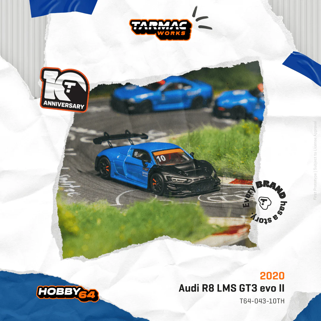 TARMAC WORKS HOBBY64 1/64 Audi R8 LMS GT3 evo II Tarmac Works 10th Anniversary T64-043-10TH