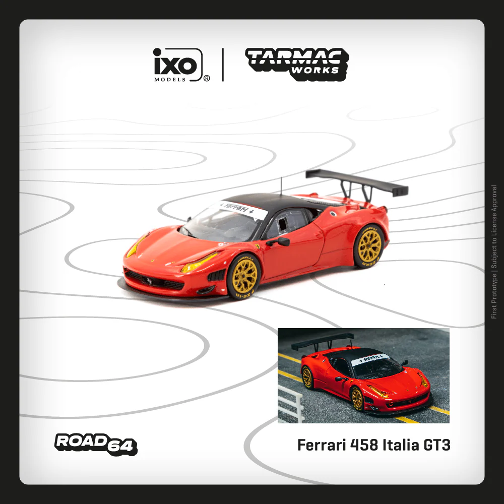 PREORDER TARMAC WORKS ROAD64 1/64 Ferrari 458 Italia GT3 Red T64R-073-RE (Approx. Release Date : JULY 2025 subject to manufacturer's final decision)