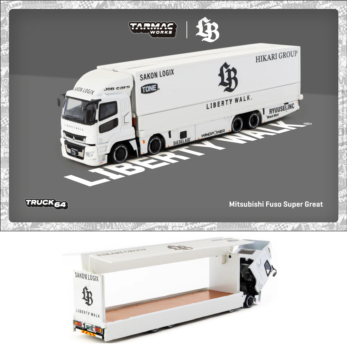 PREORDER TARMAC WORKS TRUCK64 1/64 Mitsubishi Fuso Super Great LB-TRUCKS T64T-TL001-LBW (Approx. Release Date : AUGUST 2025 subject to manufacturer's final decision)