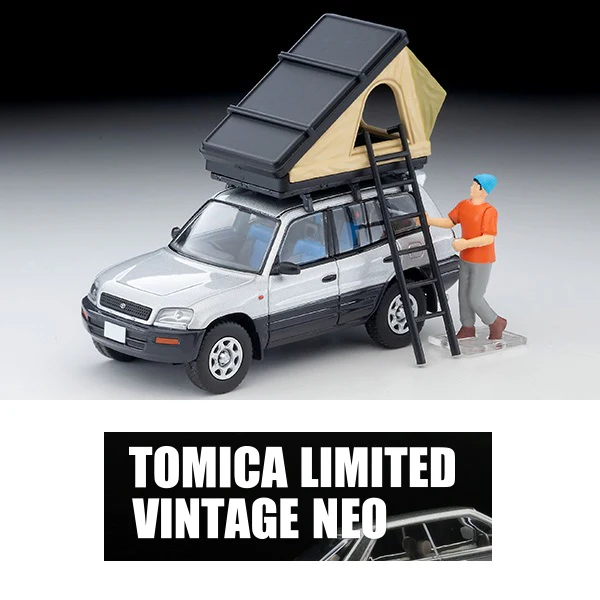 TOMYTEC TLVN 1/64 Toyota RAV4J V (silver) with tent and figure LV-N354c